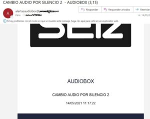 email de alertas AudioBox Controller